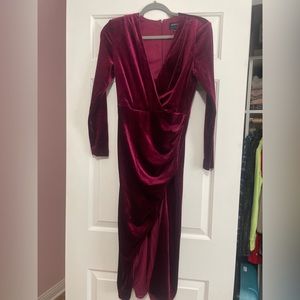 Burgundy velvet dress